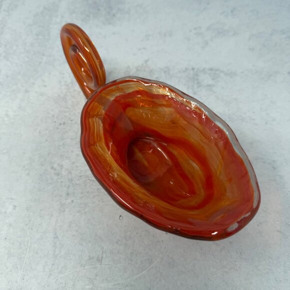 Vintage Sooner Glass Art Glass Cornucopia Vase Candy Bowl Dish Orange Autumn - Picture 4 of 7